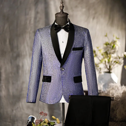 Men's Shimmering Blue Suit  #S8571