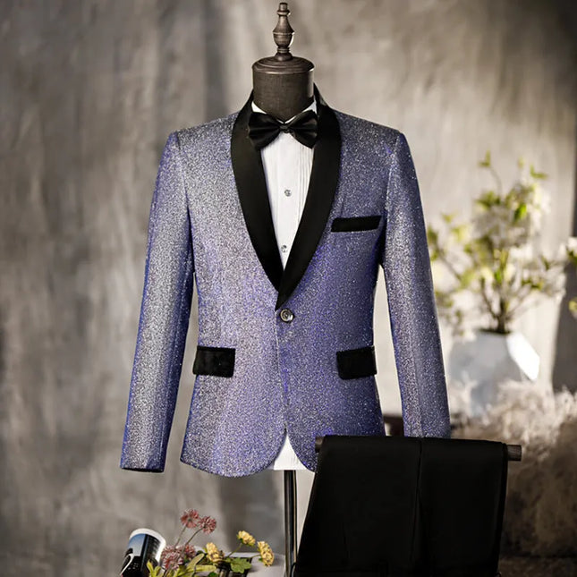 Men's Shimmering Blue Suit  #S8571