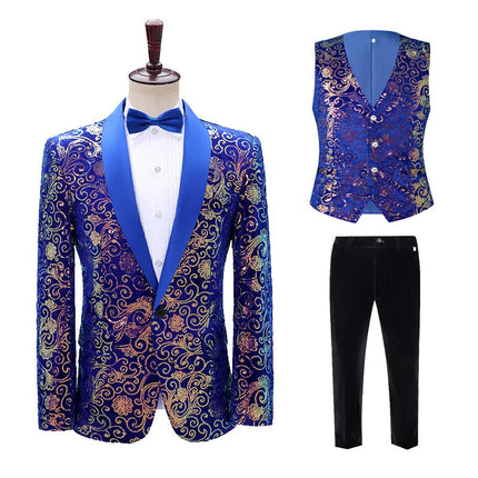 Men's Velvet Cloud Sequin Suit  #S8573