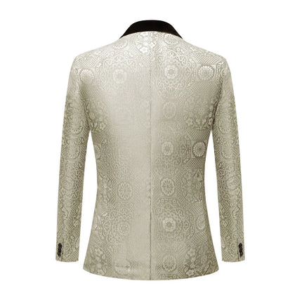 Men's Ornate Jacquard Suit #S8565 - Suits | Yellow / XS