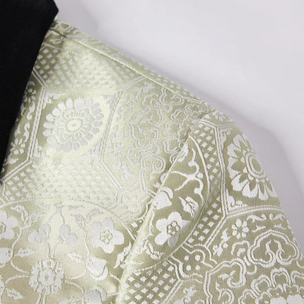 Men's Ornate Jacquard Suit #S8565 - Suits | Yellow / XS