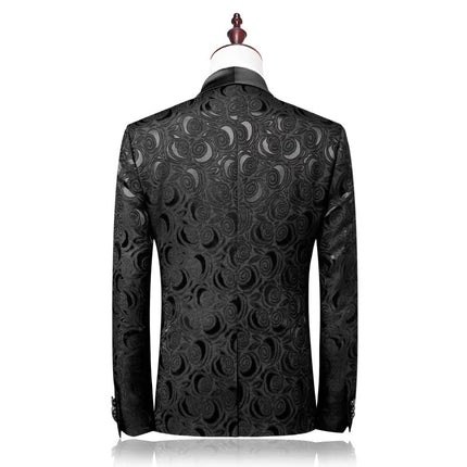 Men's Embossed  Rose Black Suit  #S8158