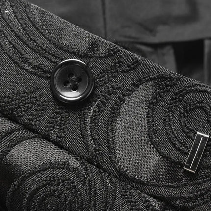 Men's Embossed  Rose Black Suit  #S8158