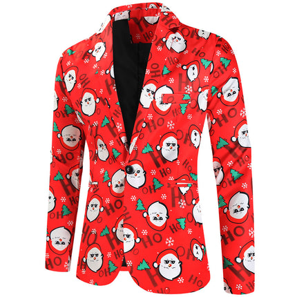 Men's Christmas Print Blazer #X621 - Blazers | Red / M