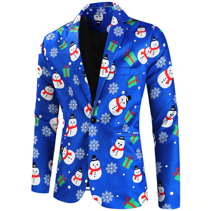 Men's Christmas Print Blazer #X625 - Blazers | Multicolour / M