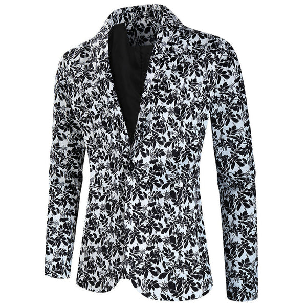 Men's Leaf Print Blazer #X197