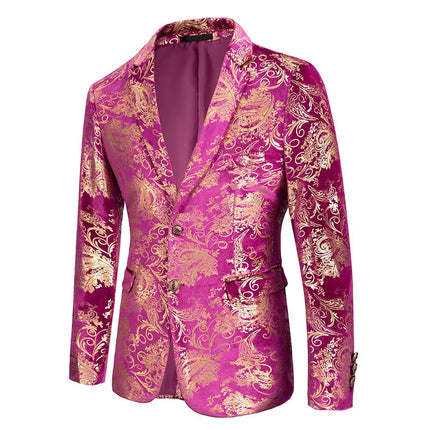 Men's Multicolor Hot Stamping Blazer #S8061 - Blazers | Pink / XS
