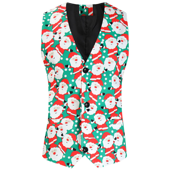 Men's Christmas Printed Vest #MJ632 - Vests | Multicolour / M