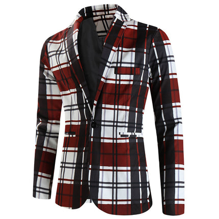 Men's Fashion Plaid Blazer #X6108 - Blazers | Multicolour / M