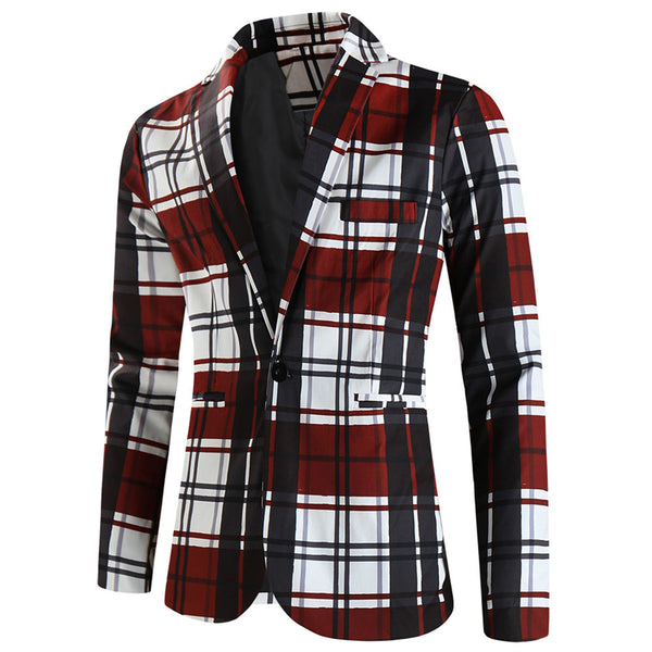 Men's Fashion Plaid Blazer #X6108