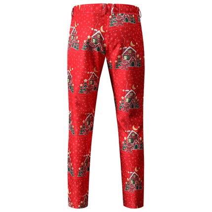 Men's Christmas Print Pants #XK48 - Pants | Burgundy / M