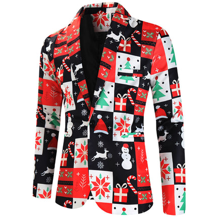 Men's Christmas Fashion Printed Blazer #X622 - Blazers | Multicolour / M