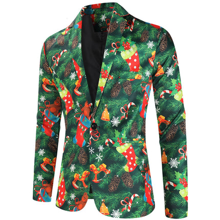 Men's Christmas Colorful Print Blazer #X629 - Blazers | Multicolour / M