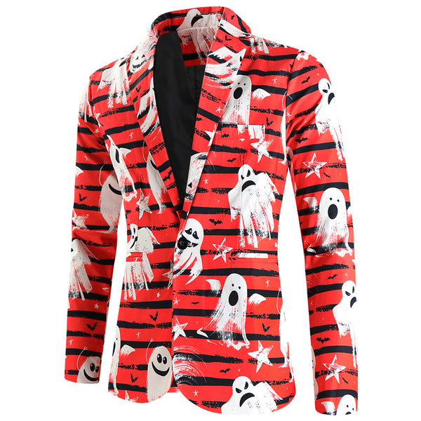 Men's Ghost Print Blazer #X124