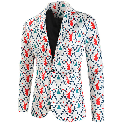 Men's Christmas Print Blazer #X627 - Blazers | Multicolour / M