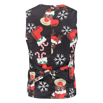 Men's Christmas Print Vest #MJ025 - Vests | Multicolour / M
