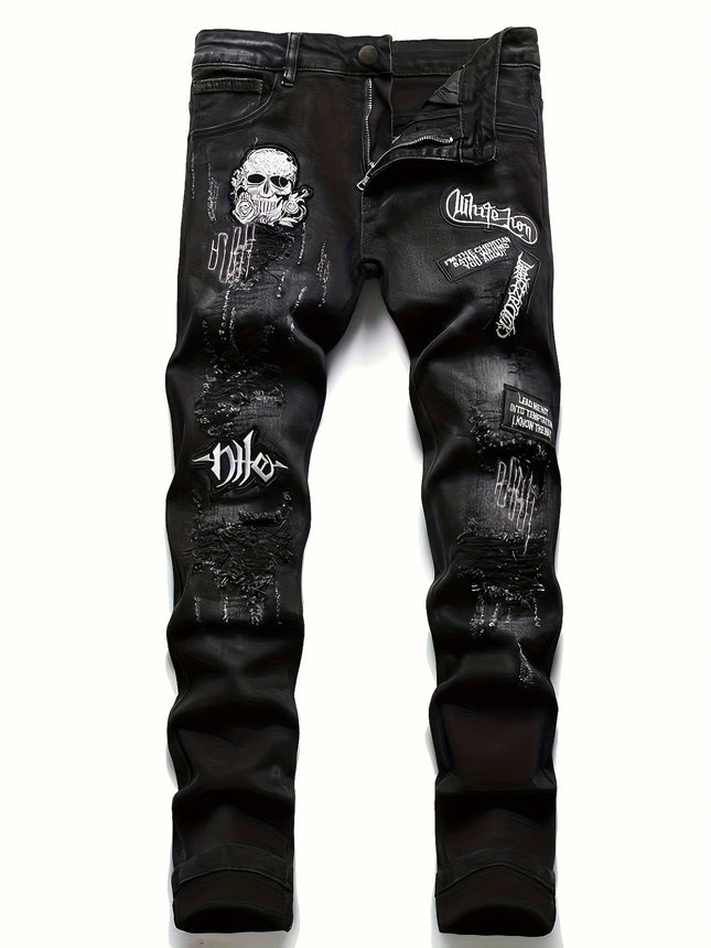 Men's Embroidered Jeans #25062184 - | Black / S