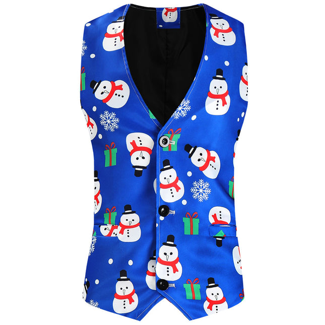 Men's Christmas Print Vest #MJ625 - Vests | Multicolour / M