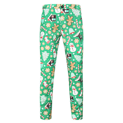 Men's Christmas Bright Printed Pants #XK31 - Pants | Green / M