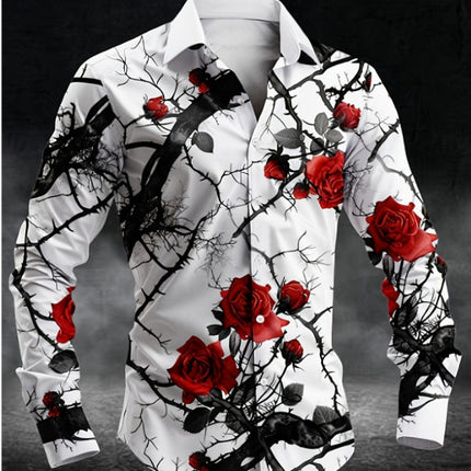 Men's Rose Print Shirt #25630031 - | Multicolour / M