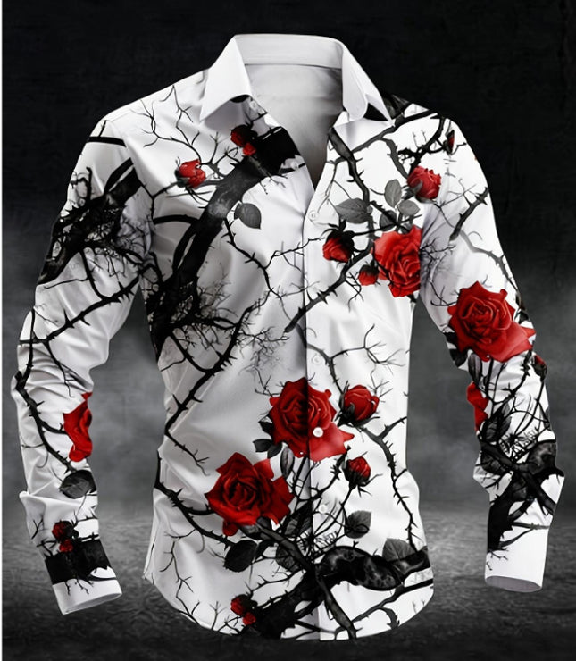 Men's Rose Print Shirt #25630031 - | Multicolour / M