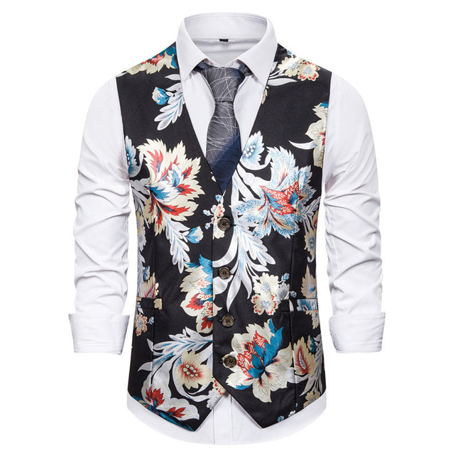 Men's Floral Print Vest #25061767 - Vests | Black / S