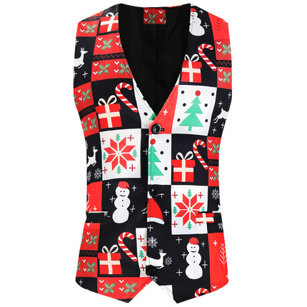 Men's Christmas Fashion Printed Vest #MJ622 - Suits | Multicolour / M