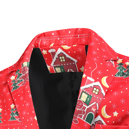 Men's Christmas Printed Suit #2TZ48 - Suits | Burgundy / M