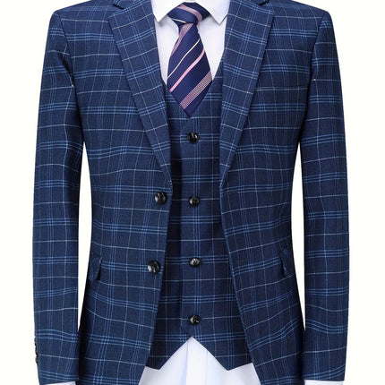Men's 3pcs Plaid Suit #25061771 - Suits | Blue / XS