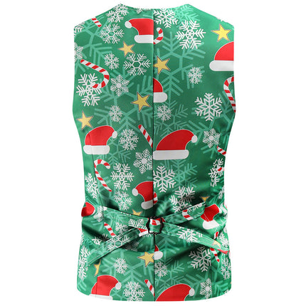 Men's Christmas Print Vest #MJ53 - Vests | Multicolour / M