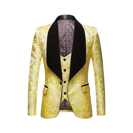 Men's Multicolor Textured 3-Piece Suit  #S8504-3