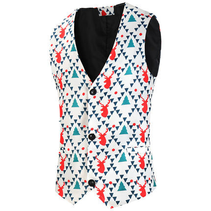 Men's Geometric Print Vest #MJ627 - Vests | Multicolour / M
