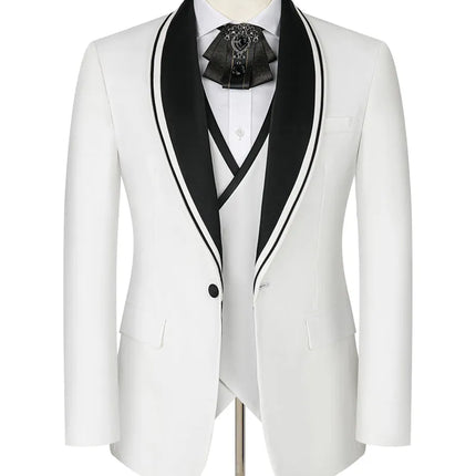Men's 3 Piece Classic Shawl Collar Suit #S8585 - Pants | White / XS