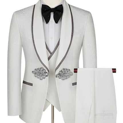 Men's 3 Piece Dapper Celebration Suit #S8582 - Suits | White / XS