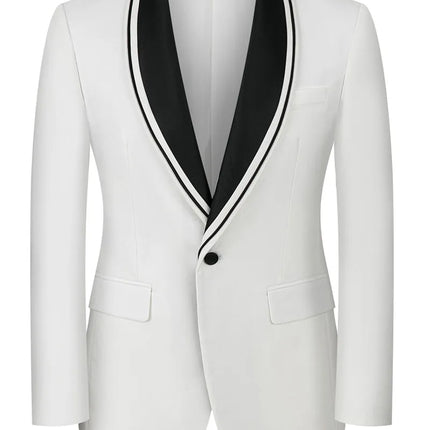 Men's 3 Piece Classic Shawl Collar Suit #S8585 - Pants | White / XS