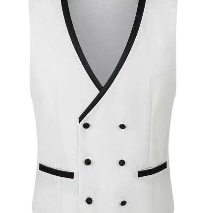 Men's 3 Piece Classic Shawl Collar Suit #S8585 - Pants | White / XS