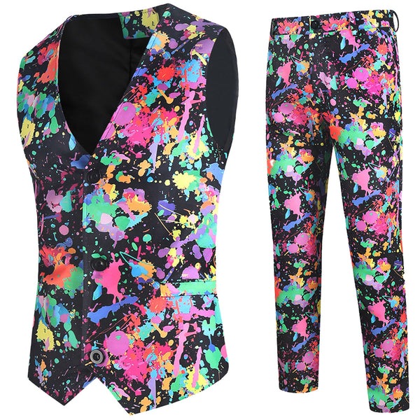Men's Camouflage Multicolor Printed Vest Suit