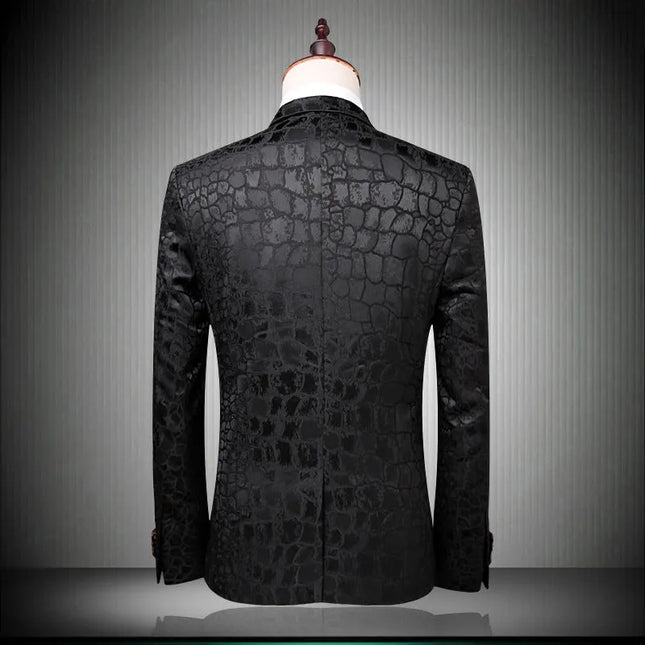 Men's Crocodile Patterns Suit #S8321 - Suits | Black / XS