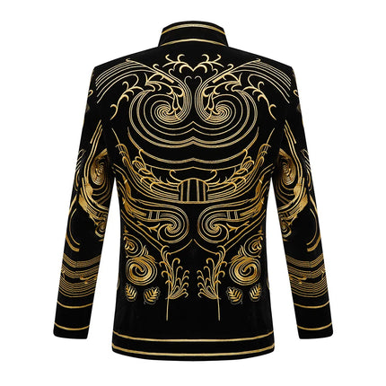 Men's Gold Embroidery Tuxedo #S8031 - Blazers | Golden / S