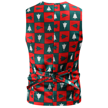 Men's Christmas Plaid Printed Vest #MJ43 - Vests | Multicolour / M