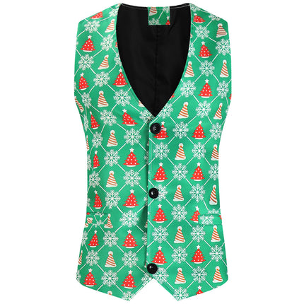 Men's Christmas Print Vest #MJ623 - Suits | Multicolour / M