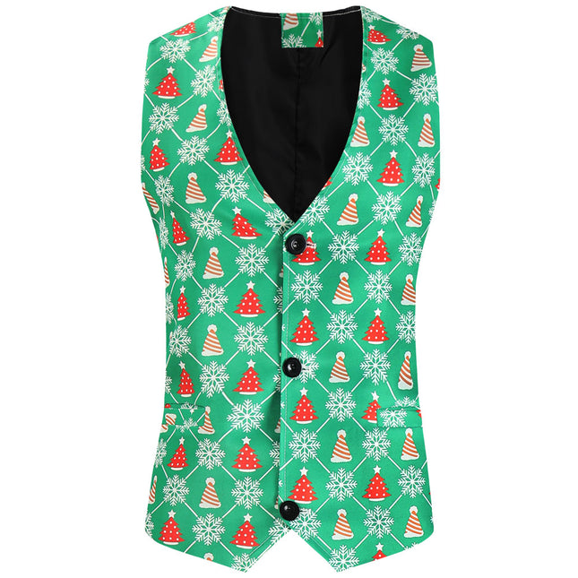 Men's Christmas Print Vest #MJ623 - Suits | Multicolour / M