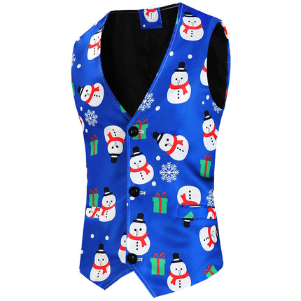 Men's Christmas Print Vest #MJ625 - Vests | Multicolour / M