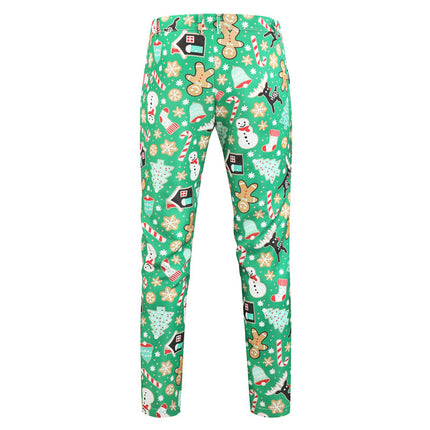 Men's Christmas Bright Printed Pants #XK31 - Pants | Green / M