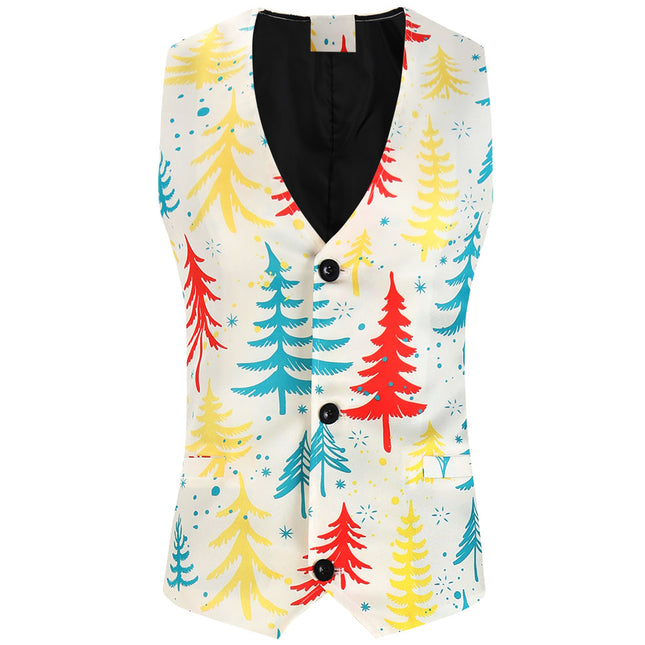 Men's Christmas Tree Print Vest #MJ624 - Vests | Multicolour / M