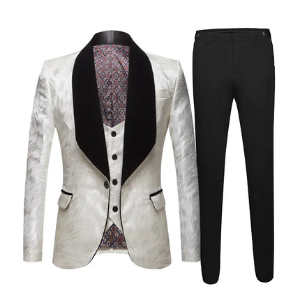 Men's Multicolor Textured 3-Piece Suit  #S8504-3