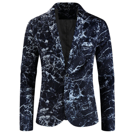 Men's Marble Print Blazer #X339 - Blazers | Navy Blue / M