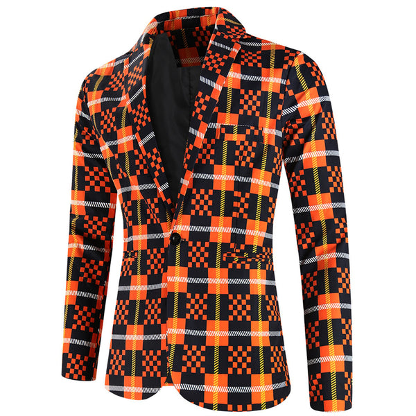 Men's Vivid Plaid Print Blazer #X6101