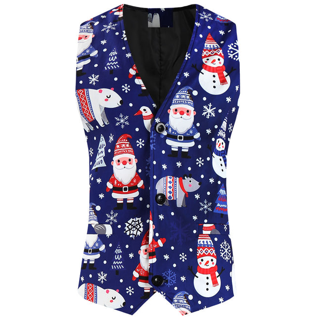 Men's Christmas Printed Vest #MJ657 - Vests | Multicolour / M