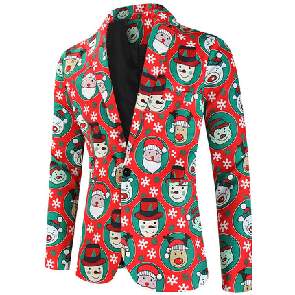 Men's Christmas Print Blazer #X638 - Blazers | Multicolour / M